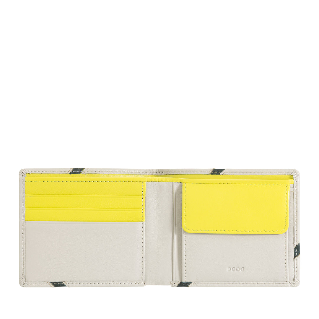 DUDU Portafoglio Uomo Compatto in Pelle – Design Ispirato al Tennis – Portafoglio Piccolo con Portamonete, Tasche per Carte e Banconote