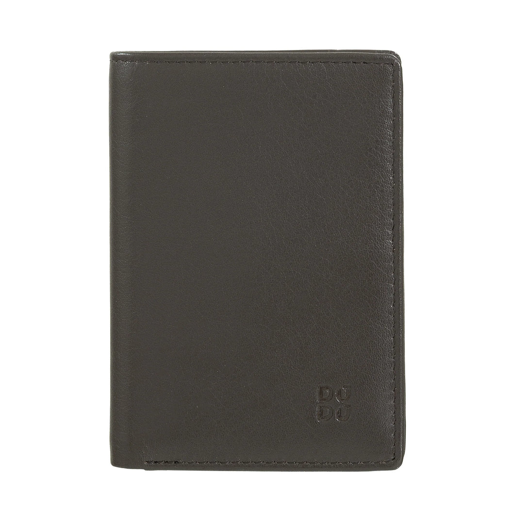 DUDU Portafoglio Uomo RFID Blocking in Pelle, Portafoglio Piccolo Tascabile Bifold con Finestra ID, 9 Porta Carte di Credito, Porta Banconote