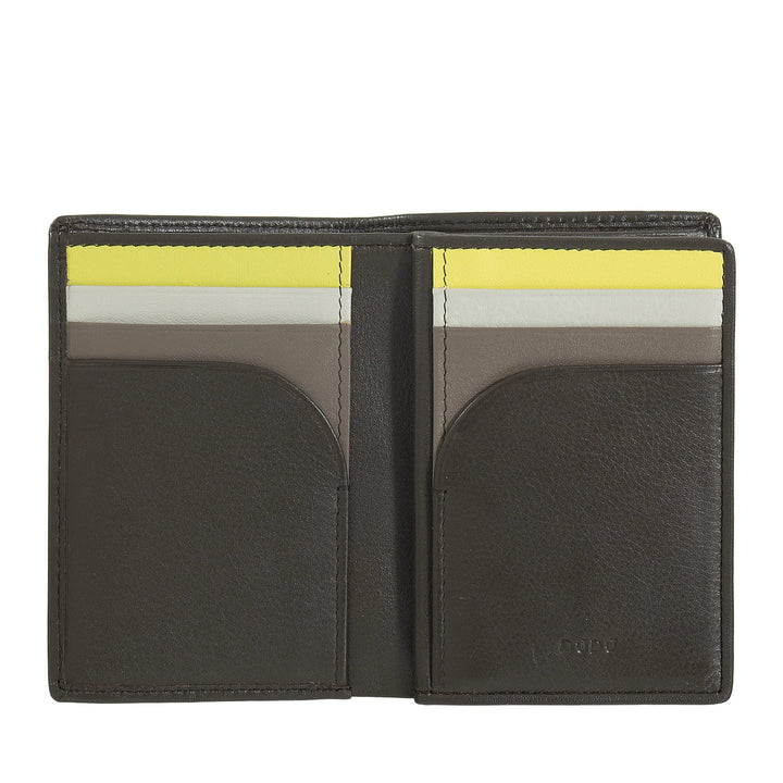DUDU Portafoglio Uomo RFID Blocking in Pelle, Portafoglio Piccolo Tascabile Bifold con Finestra ID, 9 Porta Carte di Credito, Porta Banconote