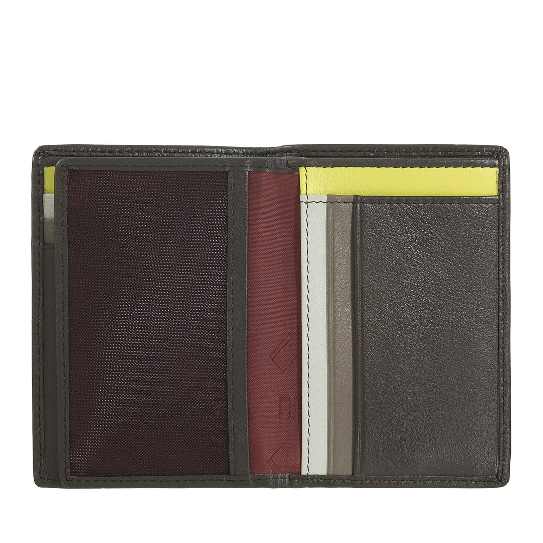 DUDU Portafoglio Uomo RFID Blocking in Pelle, Portafoglio Piccolo Tascabile Bifold con Finestra ID, 9 Porta Carte di Credito, Porta Banconote