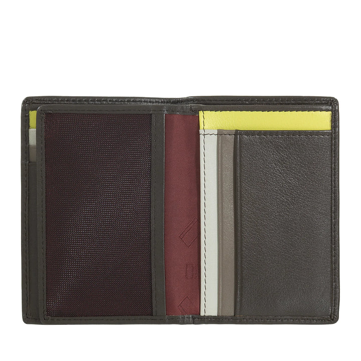 DUDU Portafoglio Uomo RFID Blocking in Pelle, Portafoglio Piccolo Tascabile Bifold con Finestra ID, 9 Porta Carte di Credito, Porta Banconote