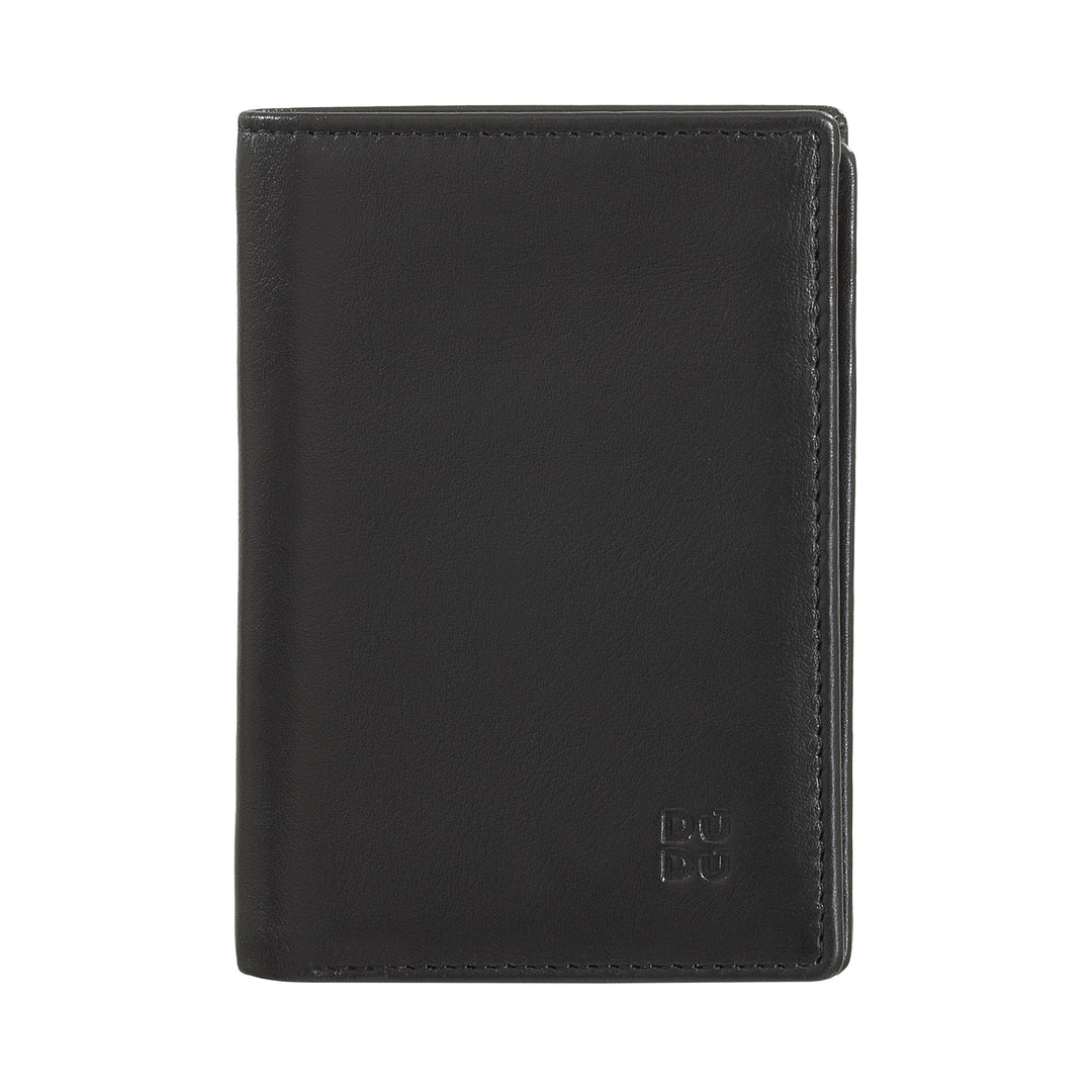 DUDU Portafoglio Uomo RFID Blocking in Pelle, Portafoglio Piccolo Tascabile Bifold con Finestra ID, 9 Porta Carte di Credito, Porta Banconote