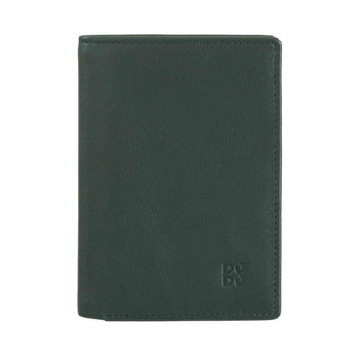 DUDU Portafoglio Uomo RFID Blocking in Pelle, Portafoglio Piccolo Tascabile Bifold con Finestra ID, 9 Porta Carte di Credito, Porta Banconote
