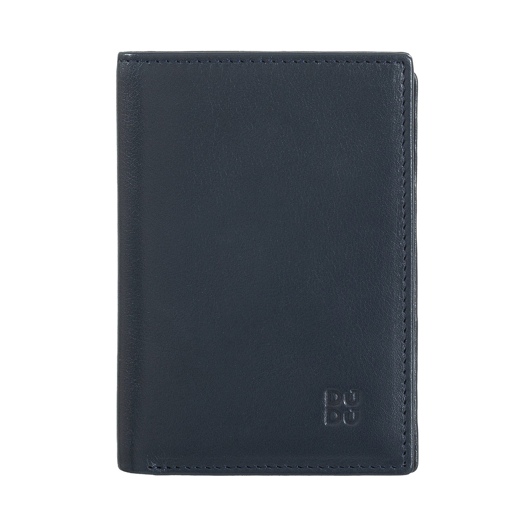 DUDU Portafoglio Uomo RFID Blocking in Pelle, Portafoglio Piccolo Tascabile Bifold con Finestra ID, 9 Porta Carte di Credito, Porta Banconote