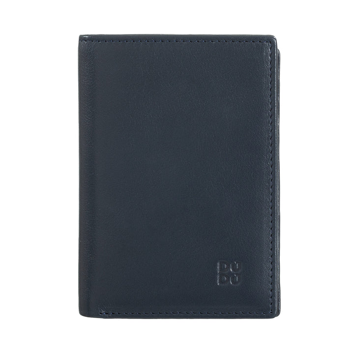 DUDU Portafoglio Uomo RFID Blocking in Pelle, Portafoglio Piccolo Tascabile Bifold con Finestra ID, 9 Porta Carte di Credito, Porta Banconote