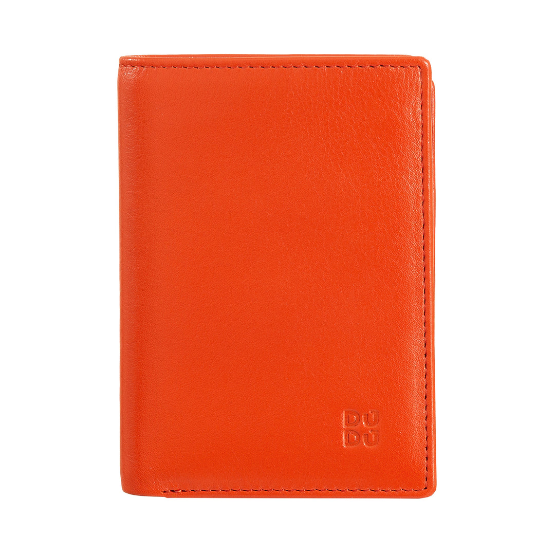 DUDU Portafoglio Uomo RFID Blocking in Pelle, Portafoglio Piccolo Tascabile Bifold con Finestra ID, 9 Porta Carte di Credito, Porta Banconote