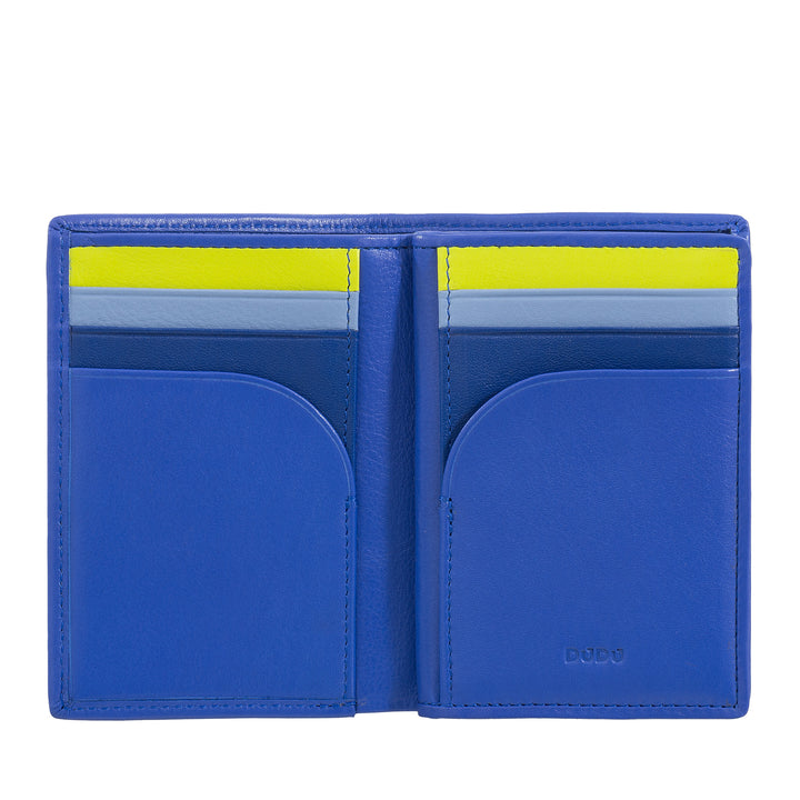 DUDU Portafoglio Uomo RFID Blocking in Pelle, Portafoglio Piccolo Tascabile Bifold con Finestra ID, 9 Porta Carte di Credito, Porta Banconote
