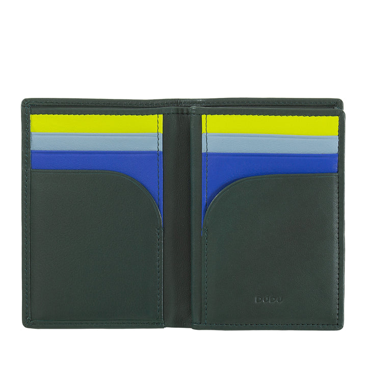 DUDU Portafoglio Uomo RFID Blocking in Pelle, Portafoglio Piccolo Tascabile Bifold con Finestra ID, 9 Porta Carte di Credito, Porta Banconote