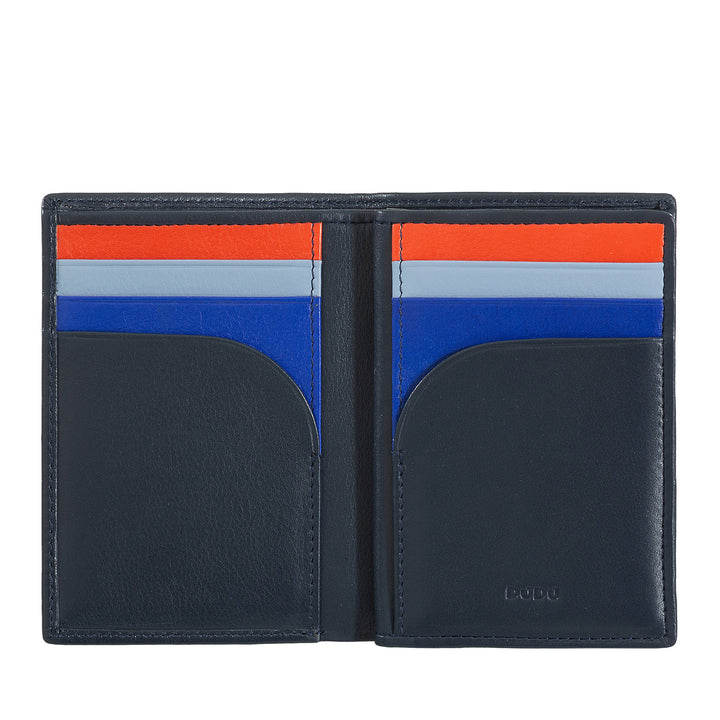 DUDU Portafoglio Uomo RFID Blocking in Pelle, Portafoglio Piccolo Tascabile Bifold con Finestra ID, 9 Porta Carte di Credito, Porta Banconote