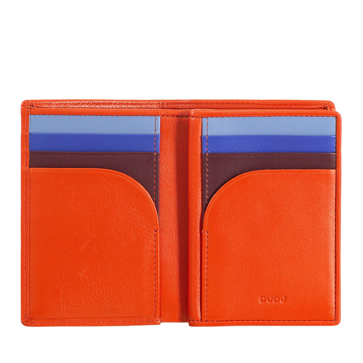 DUDU Portafoglio Uomo RFID Blocking in Pelle, Portafoglio Piccolo Tascabile Bifold con Finestra ID, 9 Porta Carte di Credito, Porta Banconote