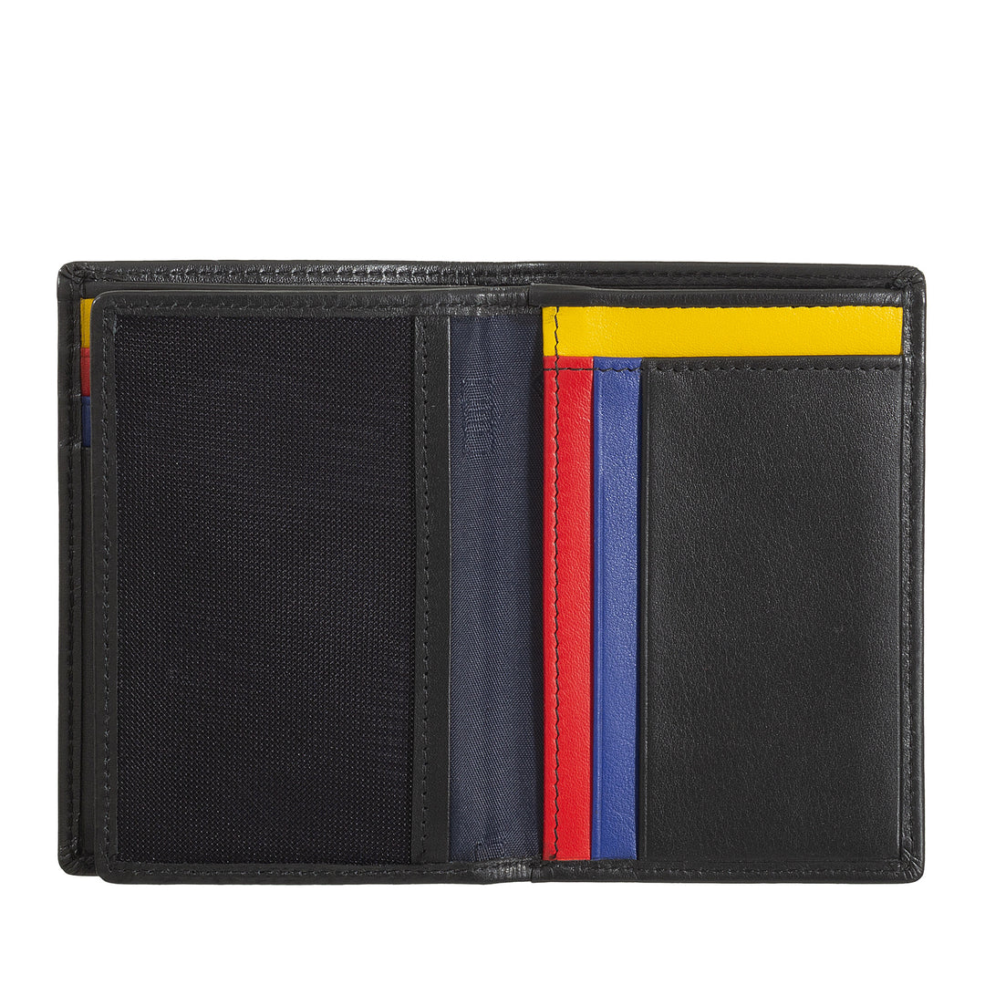 DUDU Portafoglio Uomo RFID Blocking in Pelle, Portafoglio Piccolo Tascabile Bifold con Finestra ID, 9 Porta Carte di Credito, Porta Banconote