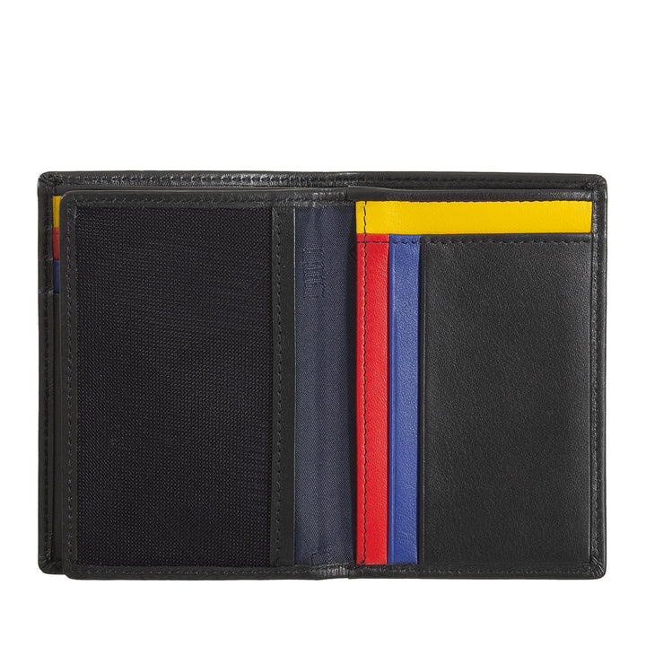 DUDU Portafoglio Uomo RFID Blocking in Pelle, Portafoglio Piccolo Tascabile Bifold con Finestra ID, 9 Porta Carte di Credito, Porta Banconote