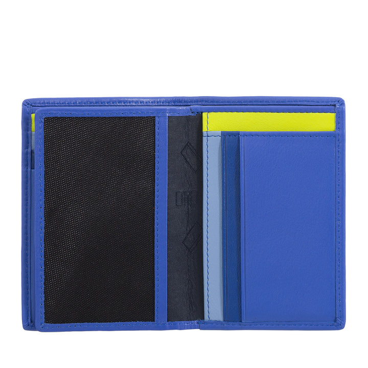 DUDU Portafoglio Uomo RFID Blocking in Pelle, Portafoglio Piccolo Tascabile Bifold con Finestra ID, 9 Porta Carte di Credito, Porta Banconote