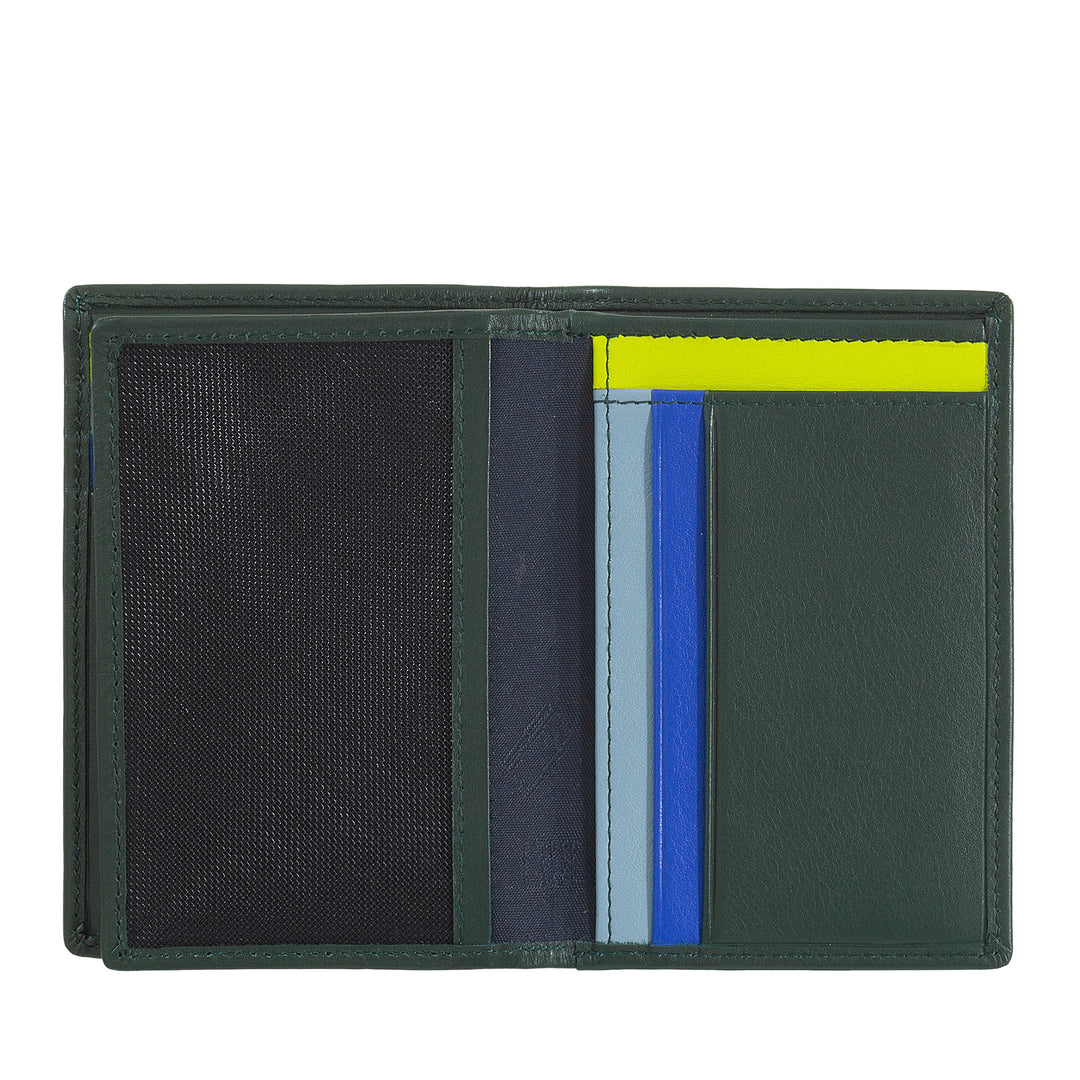 DUDU Portafoglio Uomo RFID Blocking in Pelle, Portafoglio Piccolo Tascabile Bifold con Finestra ID, 9 Porta Carte di Credito, Porta Banconote