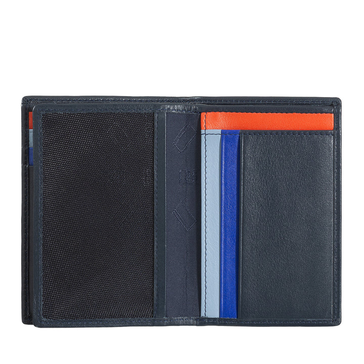DUDU Portafoglio Uomo RFID Blocking in Pelle, Portafoglio Piccolo Tascabile Bifold con Finestra ID, 9 Porta Carte di Credito, Porta Banconote