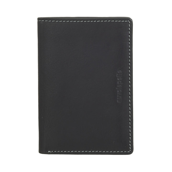 Nuvola Pelle Portafoglio Uomo Piccolo di Vera Pelle, Portafoglio Portacarte Slim con Zip Posteriore, Tascabile, Portafogli Compatto