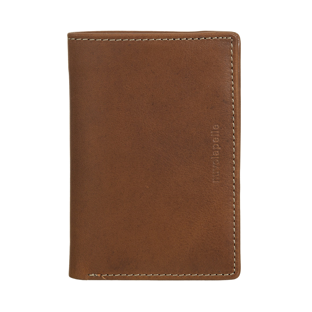Nuvola Pelle Portafoglio Uomo Piccolo di Vera Pelle, Portafoglio Portacarte Slim con Zip Posteriore, Tascabile, Portafogli Compatto
