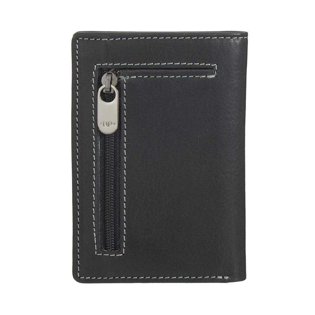 Nuvola Pelle Portafoglio Uomo Piccolo di Vera Pelle, Portafoglio Portacarte Slim con Zip Posteriore, Tascabile, Portafogli Compatto