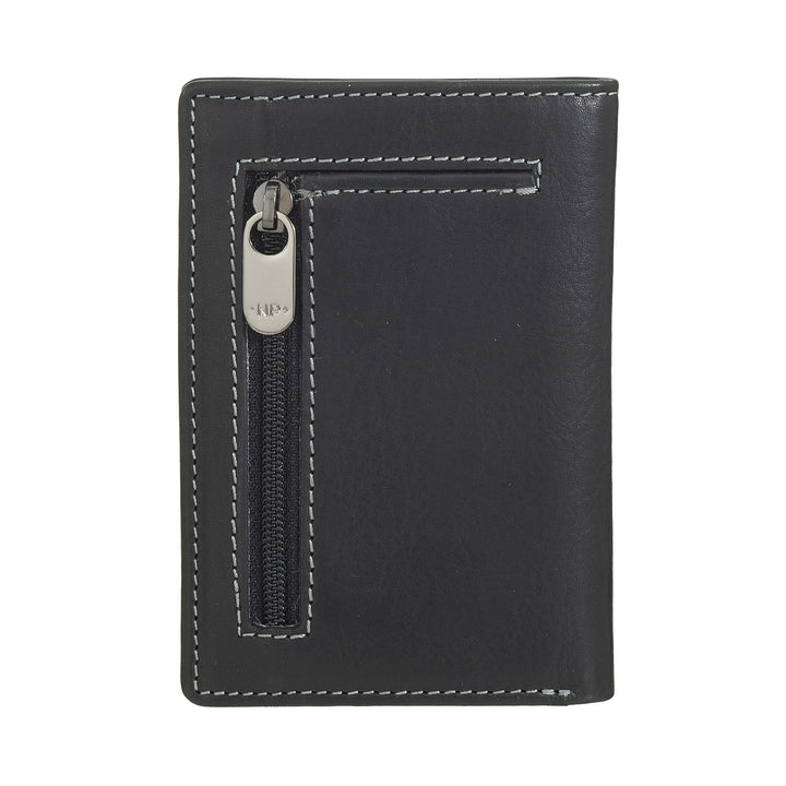 Nuvola Pelle Portafoglio Uomo Piccolo di Vera Pelle, Portafoglio Portacarte Slim con Zip Posteriore, Tascabile, Portafogli Compatto