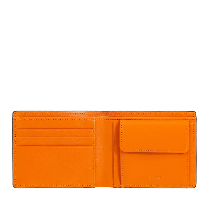 DUDU Portafoglio Uomo Slim in Pelle Stampata con Protezione RFID - Compatto, Elegante, Dimensioni Ridotte - Portafogli Porta Carte di Credito con Portamonete