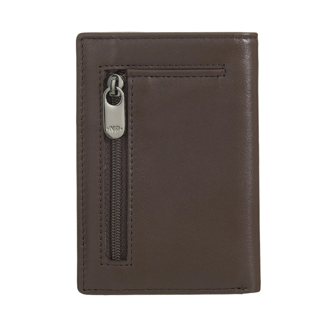 Nuvola Pelle Portafoglio Uomo Piccolo di Vera Pelle, Portafoglio Portacarte Slim con Zip Posteriore, Tascabile, Compatto, Portafoglio