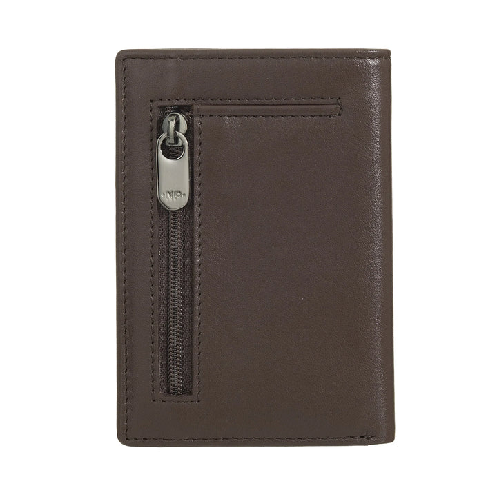 Nuvola Pelle Portafoglio Uomo Piccolo di Vera Pelle, Portafoglio Portacarte Slim con Zip Posteriore, Tascabile, Compatto, Portafoglio