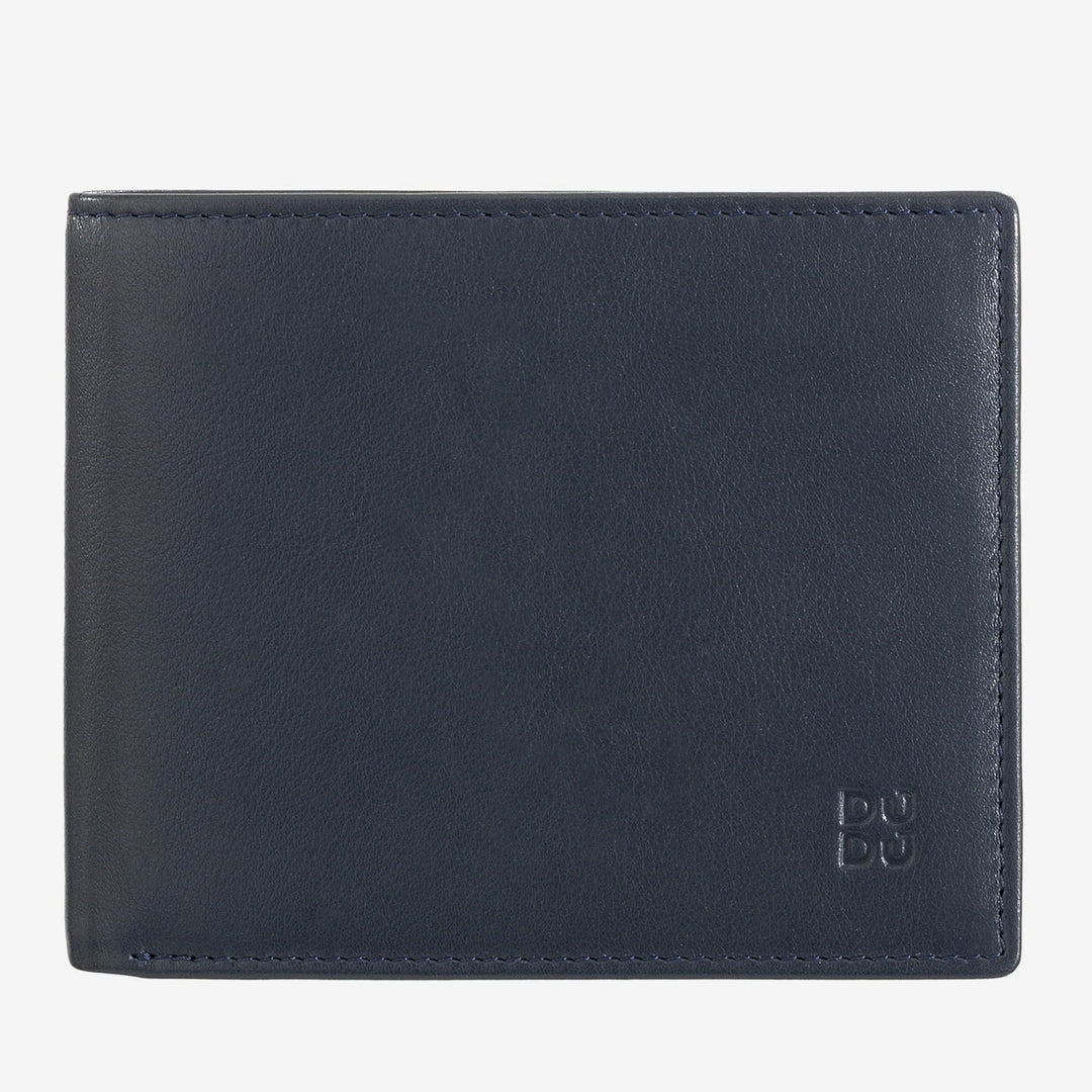 DUDU Portafoglio uomo RFID porta carte di credito in vera pelle da 8 tessere porta banconote