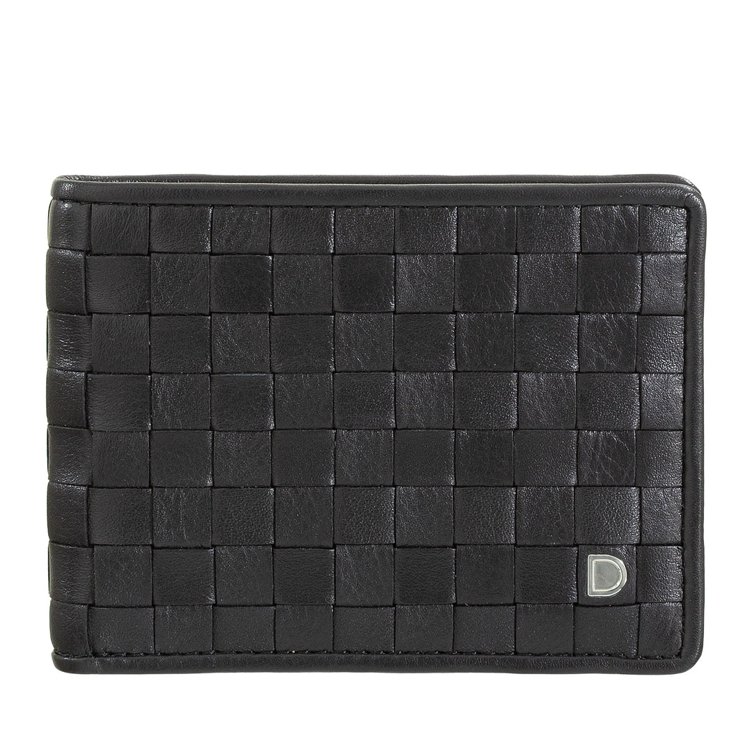 DUDU Portafoglio Uomo in Vera Pelle Intrecciata, Porta Carte di Credito e Banconote, Wallet Compatto e Sottile, Elegante Portafoglio Bifold in Pelle