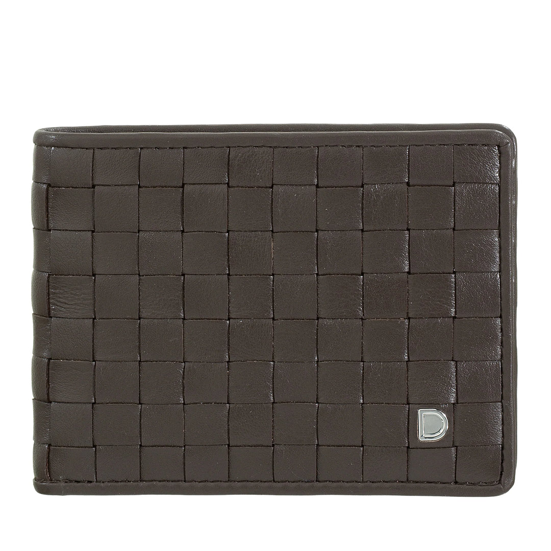 DUDU Portafoglio Uomo in Vera Pelle Intrecciata, Porta Carte di Credito e Banconote, Wallet Compatto e Sottile, Elegante Portafoglio Bifold in Pelle