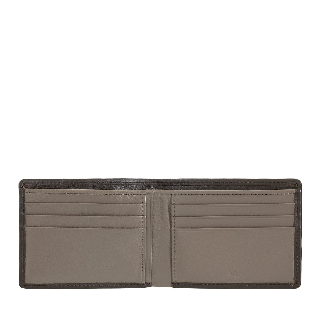 DUDU Portafoglio Uomo in Vera Pelle Intrecciata, Porta Carte di Credito e Banconote, Wallet Compatto e Sottile, Elegante Portafoglio Bifold in Pelle