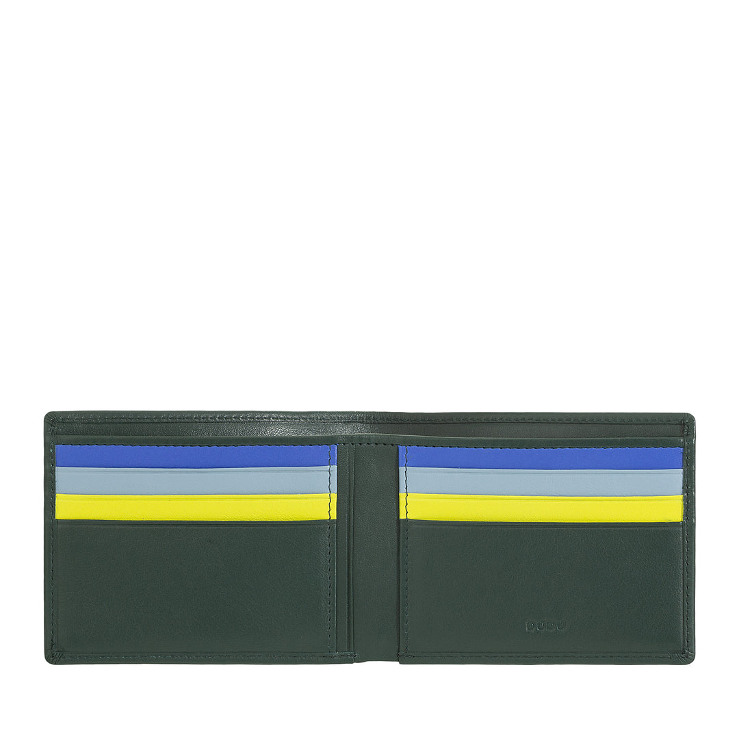 DUDU Portafoglio Uomo Blocco RFID in Pelle Schermato Piccolo da Tasca con slot Porta Carte di Credito