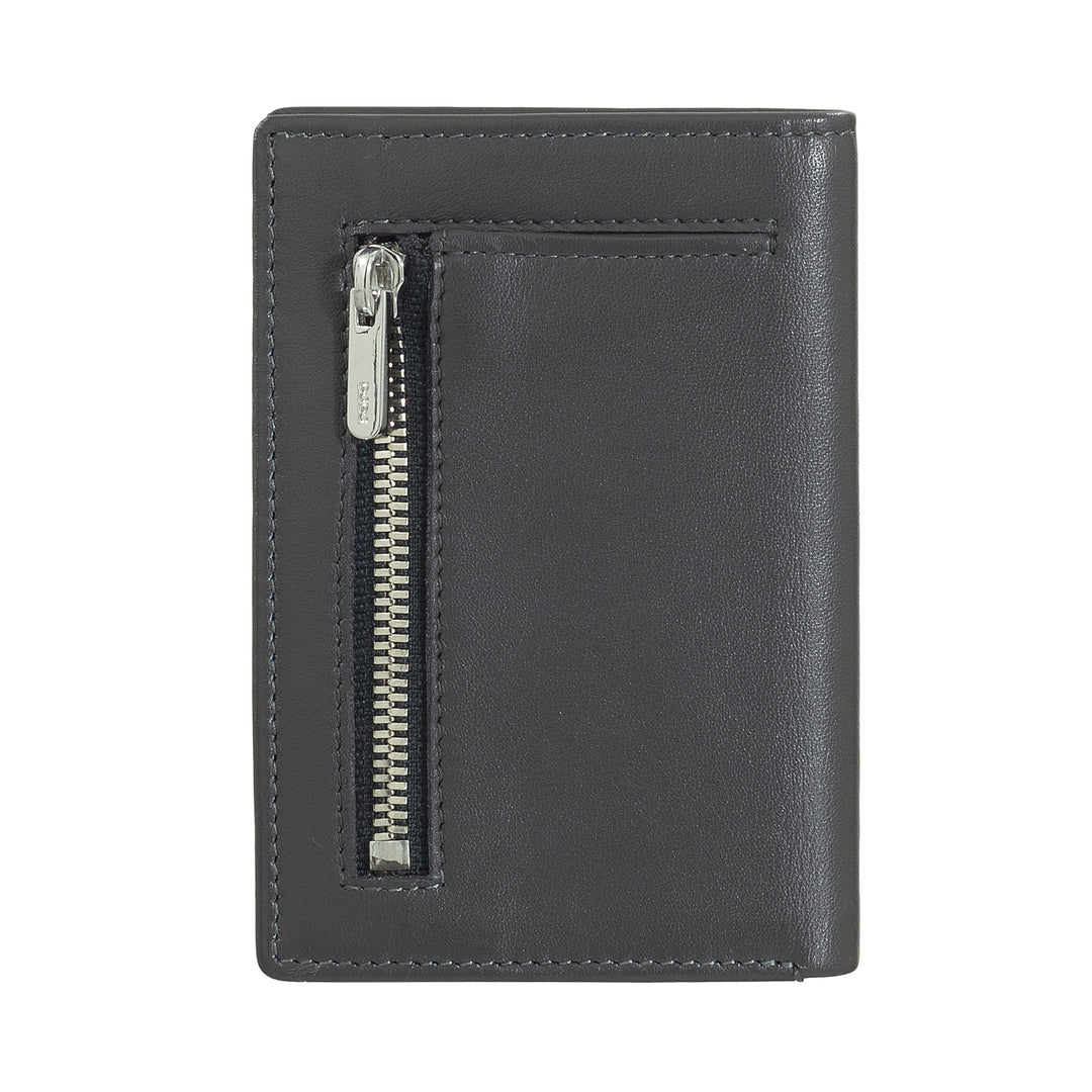 DUDU Portafoglio Uomo in Pelle Piccolo, Portafoglio Uomo Slim Compatto con Porta Carte di Credito, Porta Banconote Contanti, Zip Portamonete, con Protezione RFID
