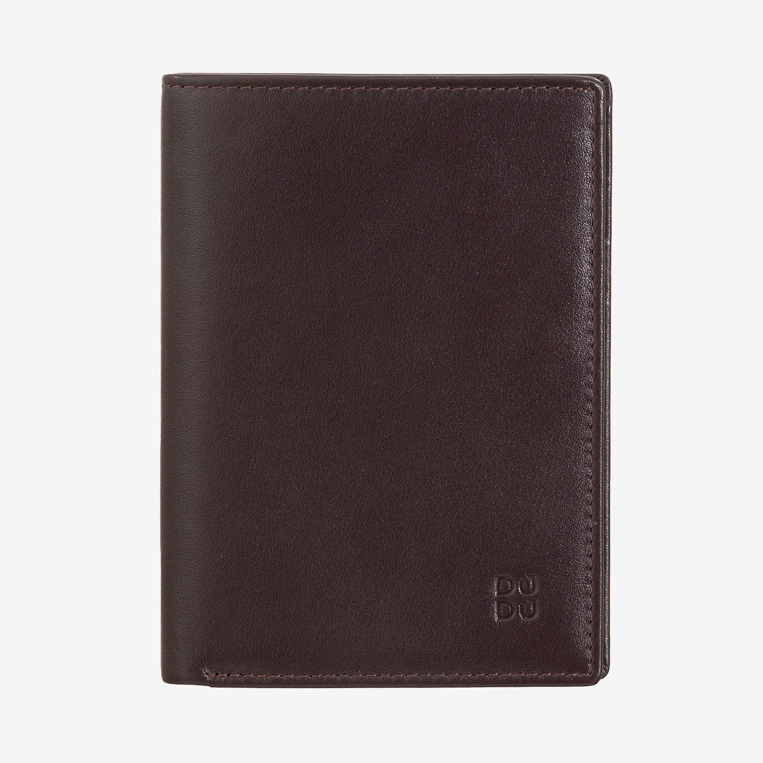 DUDU Portafoglio Uomo Slim di Vera Pelle, Piccolo e Sottile, Porta Soldi e Carte di Credito, Portacarte Compatto con Cerniera Zip Interna, Design Minimal
