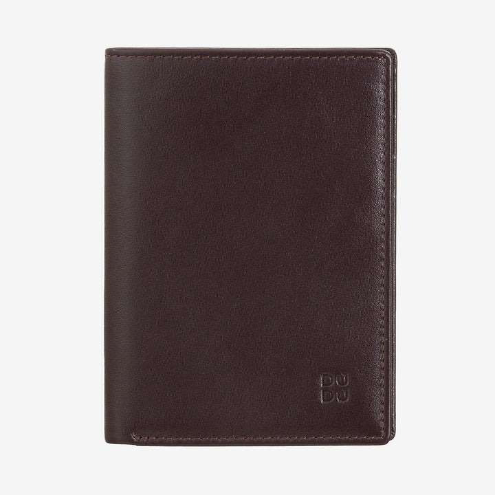 DUDU Portafoglio Uomo Slim di Vera Pelle, Piccolo e Sottile, Porta Soldi e Carte di Credito, Portacarte Compatto con Cerniera Zip Interna, Design Minimal