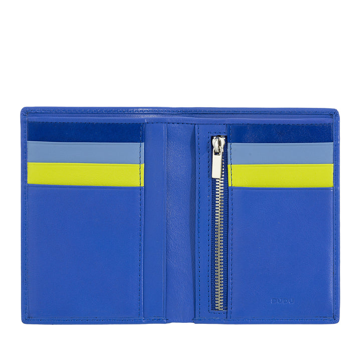 DUDU Portafoglio Uomo Slim di Vera Pelle, Piccolo e Sottile, Porta Soldi e Carte di Credito, Portacarte Compatto con Cerniera Zip Interna, Design Minimal