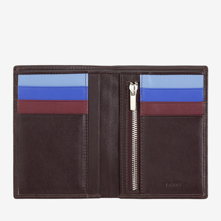 DUDU Portafoglio Uomo Slim di Vera Pelle, Piccolo e Sottile, Porta Soldi e Carte di Credito, Portacarte Compatto con Cerniera Zip Interna, Design Minimal
