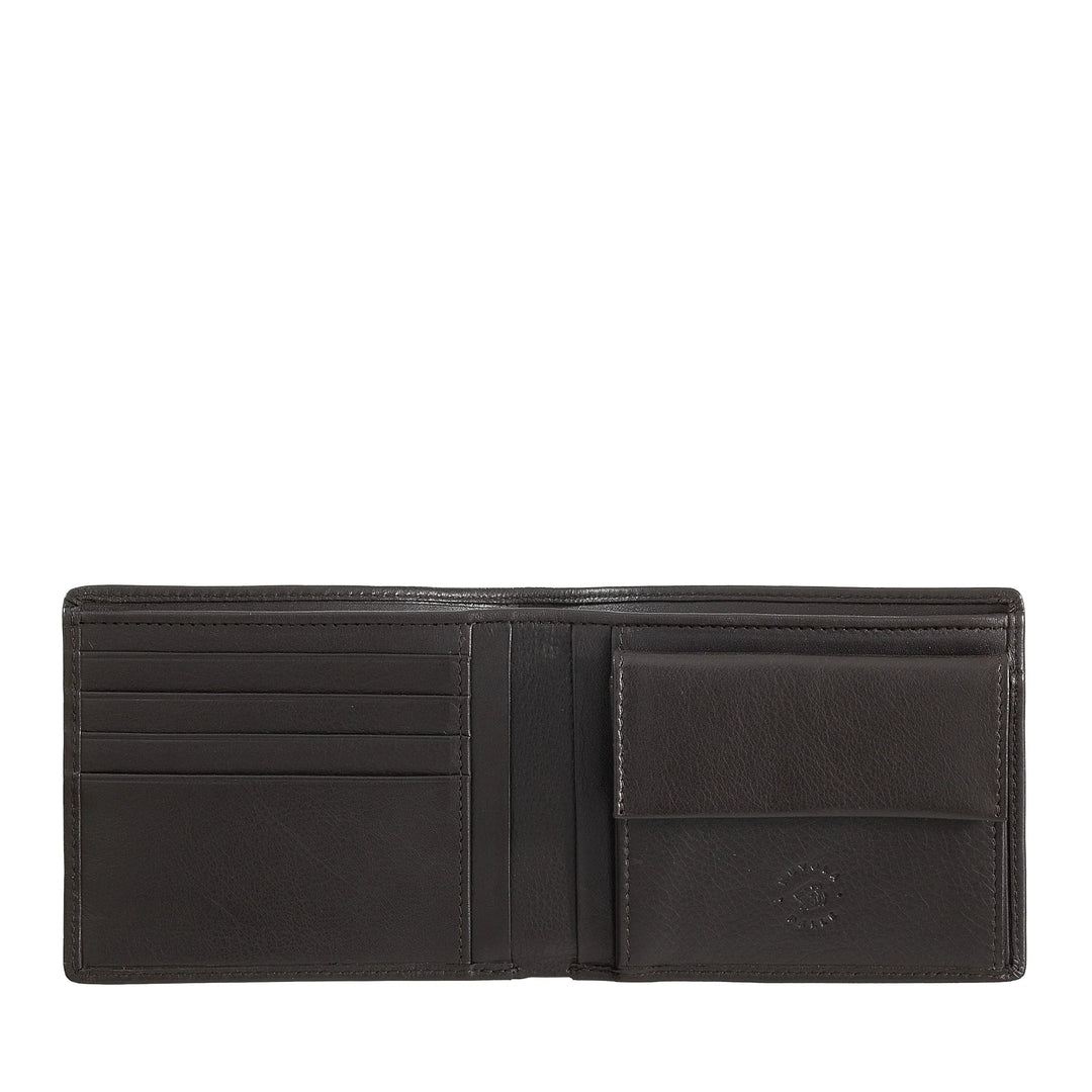 Nuvola Pelle Portafoglio Uomo Slim Sottile in Pelle Nappa con Portamonete e Slot Porta Carte di Credito
