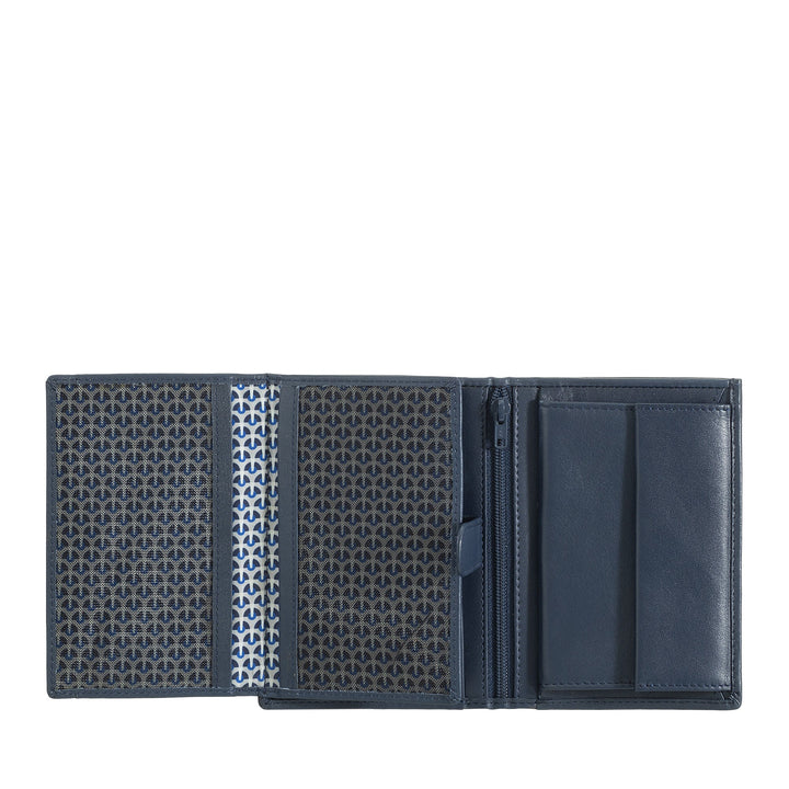 Nuvola Pelle Portafoglio Verticale Uomo in Pelle Nappa con Portamonete e Porta Carte di Credito