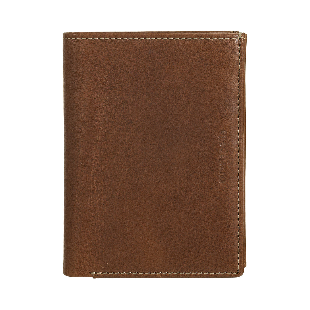 Nuvola Pelle Portafoglio Uomo Verticale in Pelle – Elegante Portafogli Bifold con Portamonete, Chiusura Interna a Linguetta, Scomparti Carte Tessere e Tasca Zip