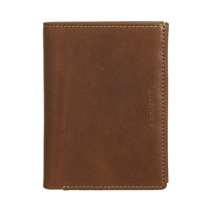 Nuvola Pelle Portafoglio Uomo Verticale in Pelle – Elegante Portafogli Bifold con Portamonete, Chiusura Interna a Linguetta, Scomparti Carte Tessere e Tasca Zip