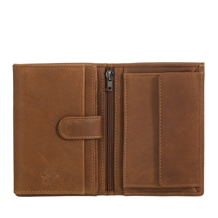 Nuvola Pelle Portafoglio Uomo Verticale in Pelle – Elegante Portafogli Bifold con Portamonete, Chiusura Interna a Linguetta, Scomparti Carte Tessere e Tasca Zip