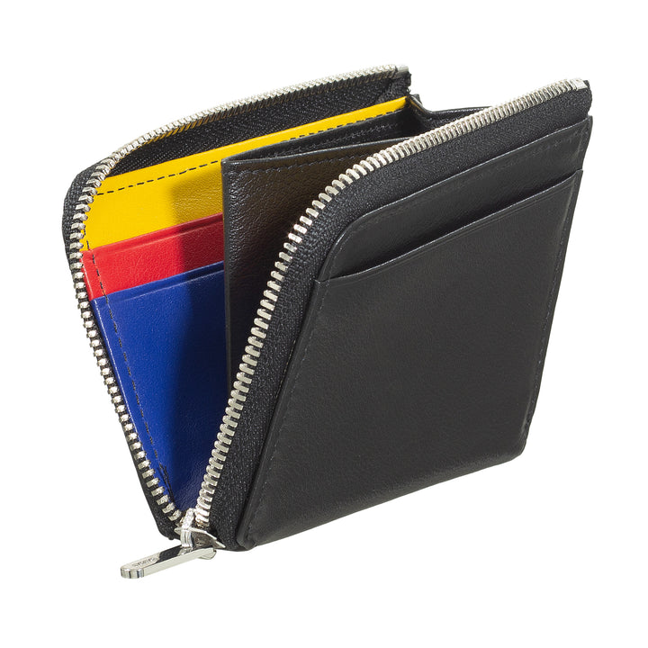 DUDU Portafoglio Uomo Piccolo con Zip, Portafoglio RFID in Pelle Colorato, Porta Carte di Credito, Design Compatto Tascabile