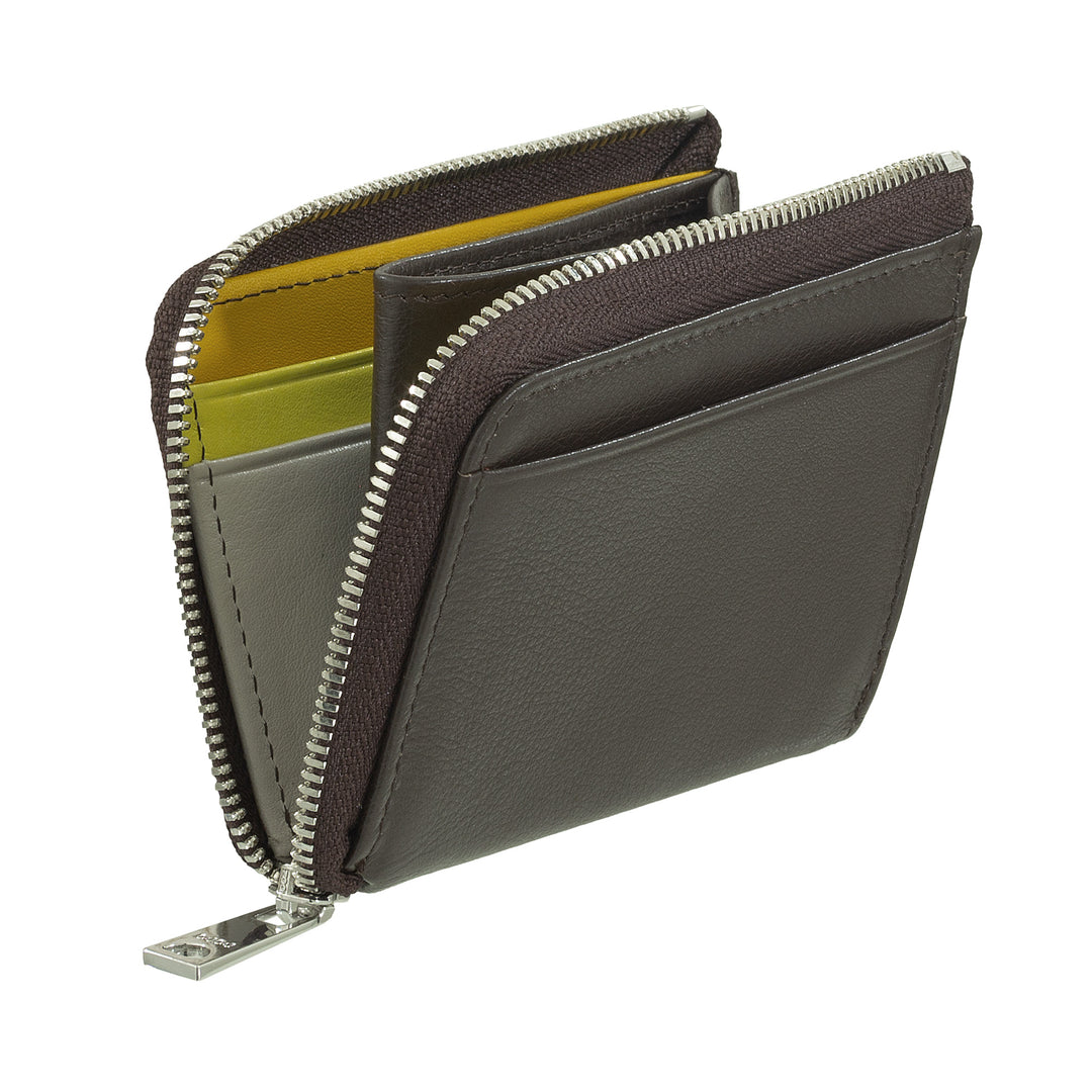 DUDU Portafoglio Uomo Piccolo con Zip, Portafoglio RFID in Pelle Colorato, Porta Carte di Credito, Design Compatto Tascabile
