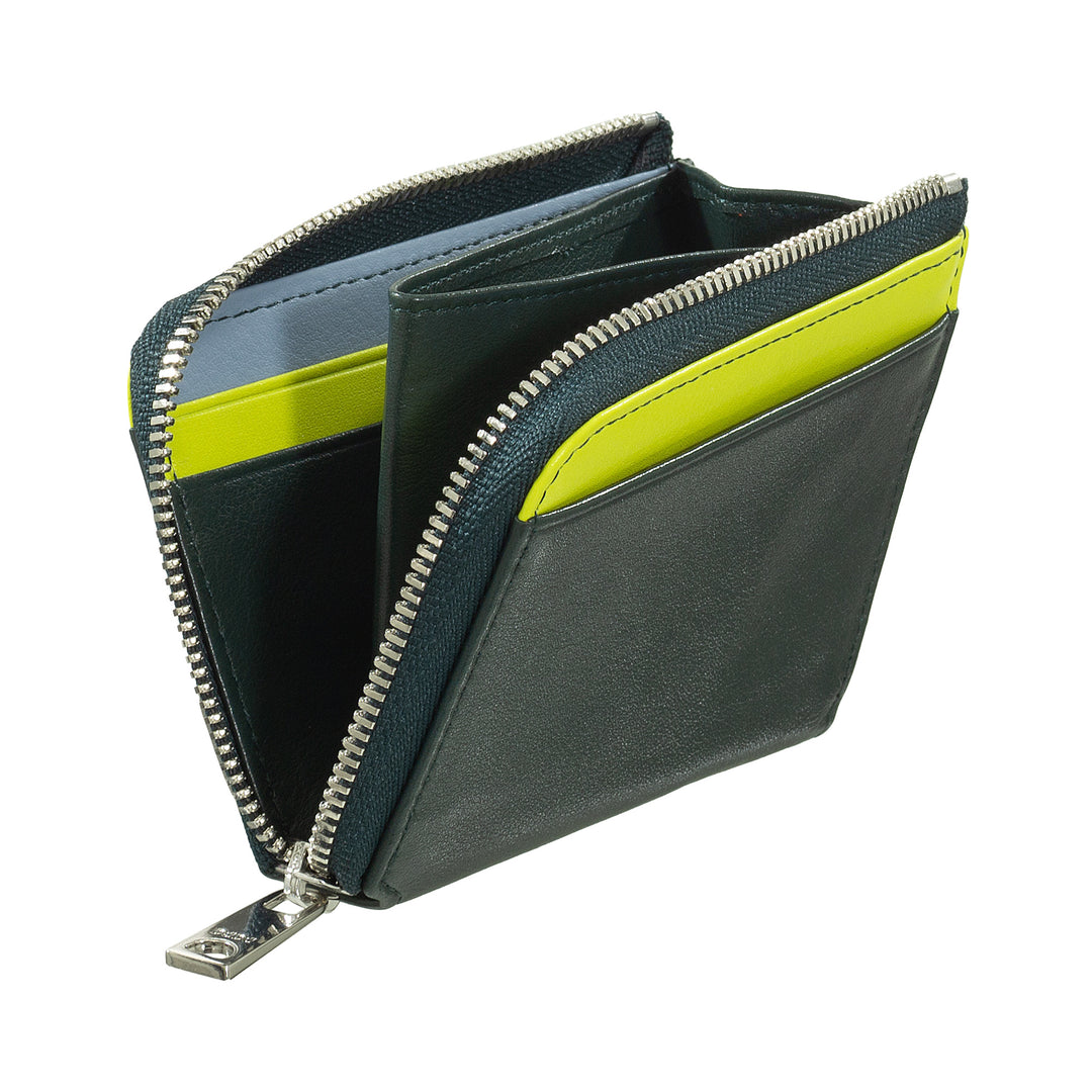 DUDU Portafoglio Uomo Piccolo con Zip, Portafoglio RFID in Pelle Colorato, Porta Carte di Credito, Design Compatto Tascabile