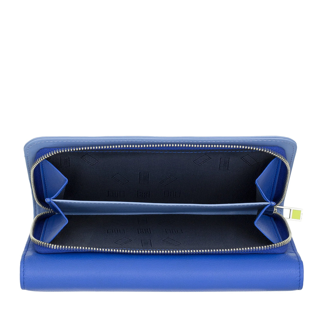 DUDU Portafoglio Donna Grande in Pelle Vera, Schermato RFID, Portafogli con Cerniera Portamonete, Multi Scomparti