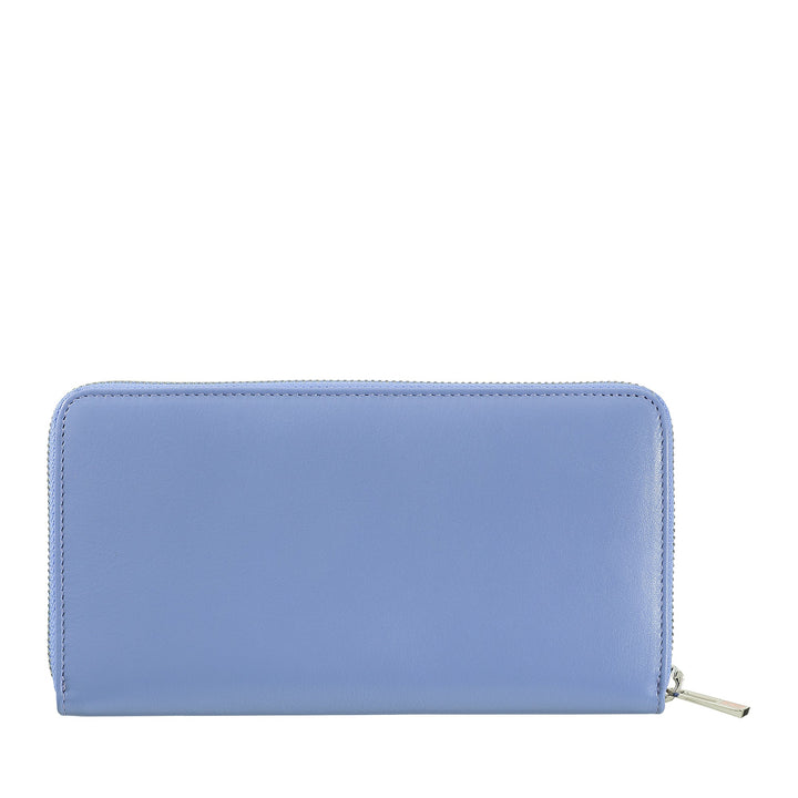DUDU Portafoglio donna grande RFID di vera pelle colorato zip around