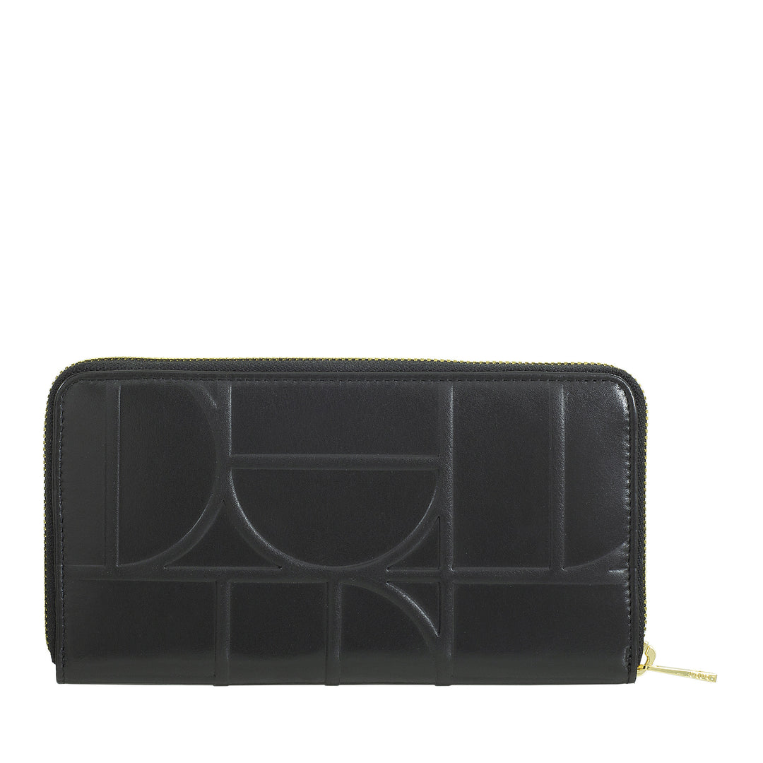 DUDU Portafoglio Donna Grande RFID di Vera Pelle Stampata, Portafogli Zip Around con Portamonete Porta Carte e Cerniera Lampo a Giro