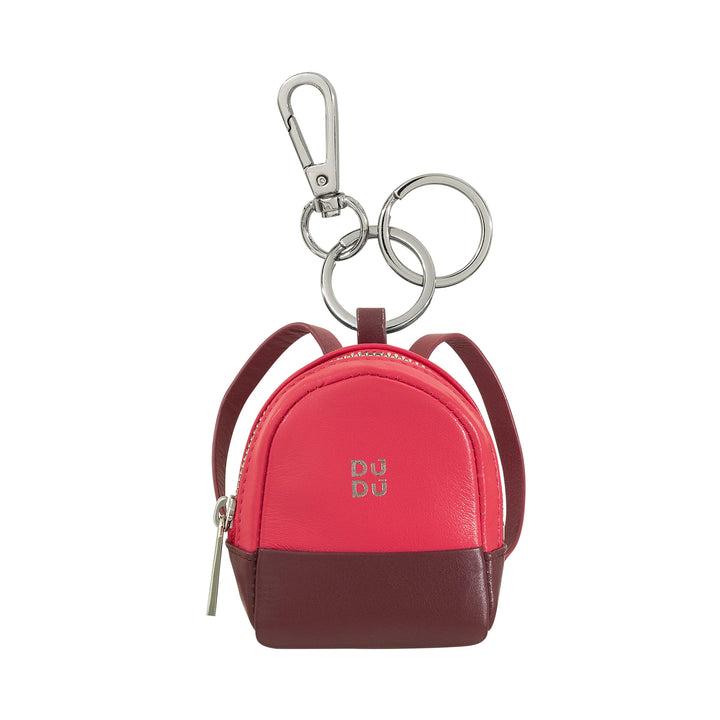 DUDU Piccolo Portamonete Borsello con Portachiavi Donna in Pelle, Design a Mini Zainetto, Cerniera Zip, Doppio Anello e Moschettone