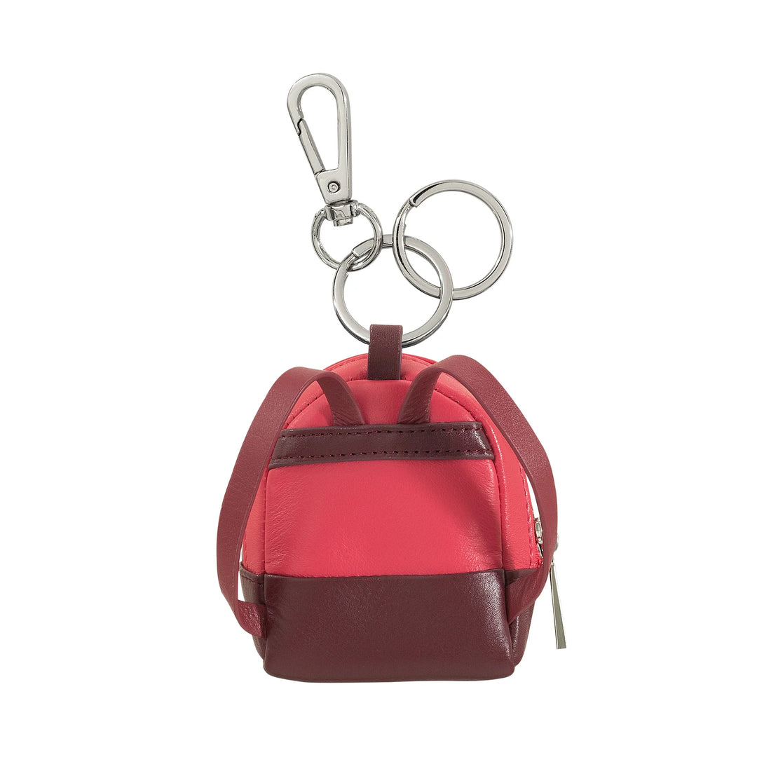 DUDU Piccolo Portamonete Borsello con Portachiavi Donna in Pelle, Design a Mini Zainetto, Cerniera Zip, Doppio Anello e Moschettone
