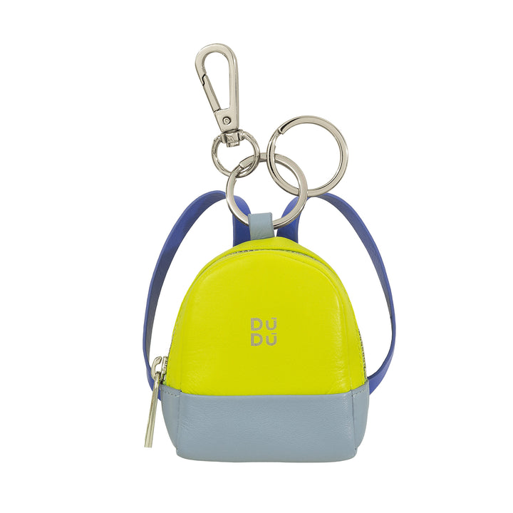 DUDU Piccolo Portamonete Borsello con Portachiavi Donna in Pelle, Design a Mini Zainetto, Cerniera Zip, Doppio Anello e Moschettone